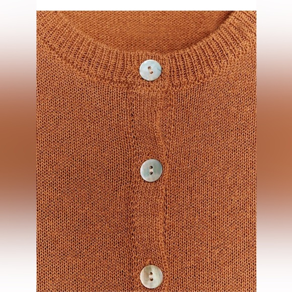 Zara NWT tan rust orange button front knit vest cardigan - Picture 4 of 9